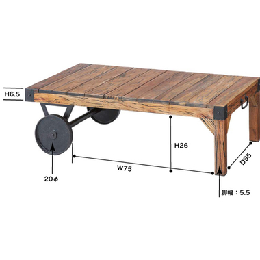 トロリーテーブル 木製 アイアン カントリー ヴィンテージ風 デスク リビング インダストリアル