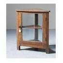 ミニキャビネット アンティーク家具 おしゃれ 木製 ナチュラル ガラス コーナー 三角 棚 ラック