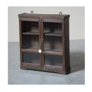 ミニキャビネット アンティーク家具 おしゃれ 木製 壁掛け ガラス ダークブラウン シック こげ茶