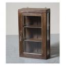 ミニキャビネット アンティーク家具 おしゃれ 木製 壁掛け ガラス ダークブラウン シンプル 北欧