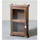 ミニキャビネット アンティーク家具 おしゃれ 木製 壁掛 エレガント ガラス ラック ダークブラウン