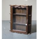 ミニキャビネット アンティーク家具 おしゃれ 木製 壁掛 かわいい ガラス ラック ダークブラウン