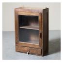 ミニキャビネット アンティーク家具 おしゃれ 木製 壁掛け シンプル ガラス 引き出し 北欧調