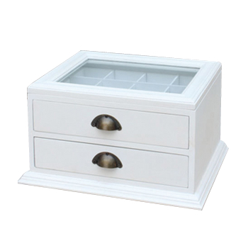 シャビーディスプレイ2段チェスト(白ホワイト) 木製 クラシック アンティーク調 レトロ お洒落 棚