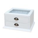 シャビーディスプレイ2段チェスト(白ホワイト) 木製 クラシック アンティーク調 レトロ お洒落 棚