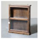 ミニキャビネット アンティーク家具 おしゃれ 木製 壁掛け ワイド ガラス ラック カントリー調