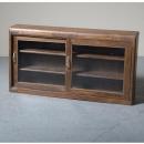 ミニキャビネット アンティーク家具 おしゃれ 木製 ワイド ガラス ラック ナチュラル ショーケース