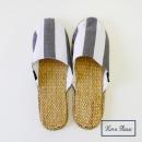 ムギワラスリッパ ボールドストライプ GY 2個セット シンプル ナチュラル フリーサイズ L27