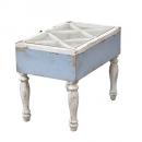 バロックウッドミニチェスト ブルー ホワイト シャビー 木製 ガラス アンティーク調 高さ45