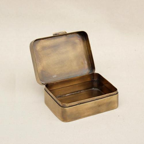 真鍮製 ハンドメイド ブラスボックス ヘミング 金色 箱 金属 ケース 手作り