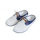 デッキシューズ ホワイト&ブルー  Mサイズ カジュアル 靴 青 白 素足 海 プール ビーチ