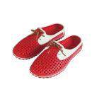 デッキシューズ レッド&ホワイト  Lサイズ カジュアル 靴 赤 白 素足 海 プール ビーチ