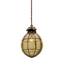 ペンダントライト 電球付き アンバー スチール ガラス 壁スイッチ アンティーク