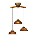 シーリングライト ステンドグラス 3灯 アンバー LED電球付き