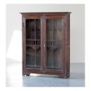 キャビネット アンティーク家具 おしゃれ 木製 シェルフ 3段 棚 ガラス 重厚感 高さ150