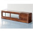 ショーケース アンティーク家具 おしゃれ 木製 ディスプレイ ミディアムブラウン 幅167