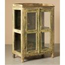 キャビネット アンティーク家具 おしゃれ 木製 シェルフ 2段 棚 ガラス フレンチ 高さ118