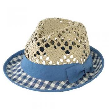 パナマ帽 日よけ 紫外線 レジャー ウォーキング アウトドア ガーデニング 帽子 リボン 青