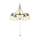 ペンダントライト シャンデリア風 5灯 豪華 LED電球付き クラックガラス