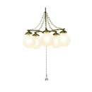 ペンダントライト シャンデリア風 雫 5灯 LED電球付き クラックガラス 擦りガラス