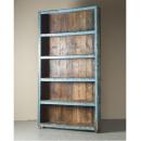 シェルフ アンティーク家具 おしゃれ 木製 5段 ナチュラル 棚 ブルー スリムラック 高さ239