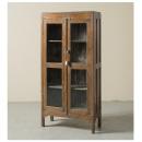 キャビネット アンティーク家具 おしゃれ 木製 シェルフ 4段 棚 ガラス 重厚感 高さ155