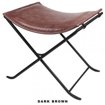 レザー折りたたみチェア スツール 椅子 持運び 家具 ブラウン 高さ44 通販