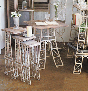 ヨーロッパデザイン クラシックスパイラル3段ラック シャビー アンティーク調 お洒落  飾り棚02