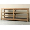 ショーケース アンティーク家具 おしゃれ 木製 ディスプレイ ミディアムブラウン 幅199