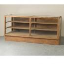 ショーケース アンティーク家具 おしゃれ 木製 ディスプレイ ミディアムブラウン 幅201