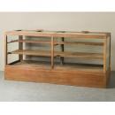 ショーケース アンティーク家具 おしゃれ 木製 ディスプレイ ミディアムブラウン 幅202