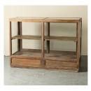 ショーケース アンティーク家具 おしゃれ 木製 ディスプレイ ミディアムブラウン 幅141