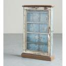 ミニキャビネット アンティーク家具 おしゃれ 木製 壁掛け フレンチ ガラス ブルー 高さ56
