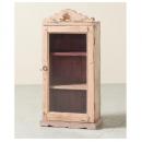 ミニキャビネット アンティーク家具 おしゃれ 木製 ピンク シンプル ガラス ラック 高さ88
