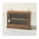 ミニキャビネット アンティーク家具 おしゃれ 木製 ブラウン シンプル ガラス ラック 高さ34