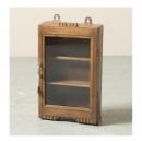 ミニキャビネット アンティーク家具 おしゃれ 木製 ブラウン シンプル ガラス ラック 高さ48