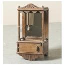 ミニキャビネット アンティーク家具 おしゃれ 木製 ブラウン シンプル ガラス ラック 高さ57