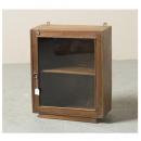 ミニキャビネット アンティーク家具 おしゃれ 木製 ブラウン シンプル ガラス ラック 高さ54