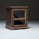 ミニキャビネット アンティーク家具 おしゃれ 木製 ダークブラウン ガラス ラック 高さ40