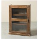 ミニキャビネット アンティーク家具 おしゃれ 木製 ブラウン シンプル ガラス ラック 高さ82