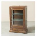 ミニキャビネット アンティーク家具 おしゃれ 木製 ブラウン シンプル ガラス ラック 高さ76