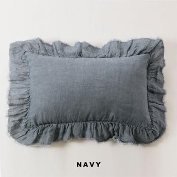 リネンクッションカバー ネイビー 長方形 雑貨 リビング リネン 幅50 通販