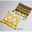 フリンジ付きビーズ刺繍ポーチ グリーン 雑貨 小物 化粧品 コスメ 幅18 通販