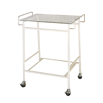 シンプル コンパクト レトロガラストップワゴン(アイボリー)クラシック キャスター付き お洒落