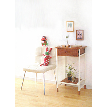 シンプルコンパクトレトロテレフォンテーブル(ブラウン・茶)クラシック ワゴン ラック お洒落 棚