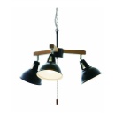 ペンダントライト 3灯 プルスイッチ ウッドアーム ブラック 電球無し