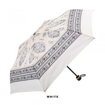 インド更紗柄折り畳み傘 ホワイト サラサ アンブレラ UV加工 高さ53 通販