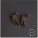 ピアス BRASS クレッセント カーボ アクセサリー ゴールド ブラス シルバー 幅0.2