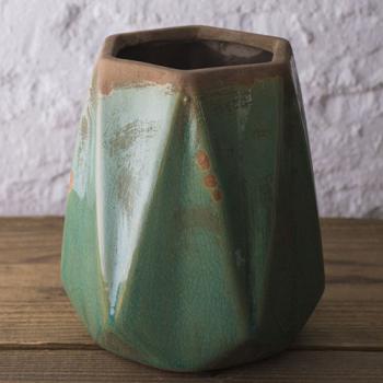 花瓶 セラミックベース ターコイズ 花器 雑貨 インテリア 飾り 高さ15.5 通販