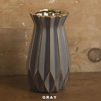 花瓶 セラミックベース グレー 花器 雑貨 インテリア 飾り 高さ19 通販